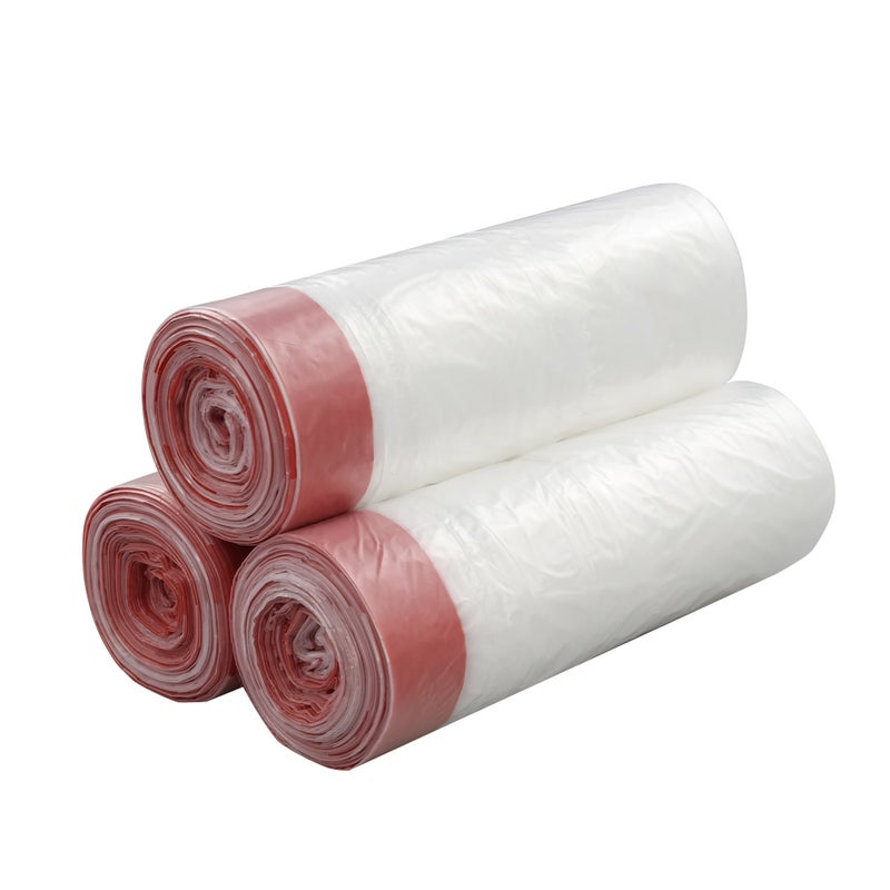Pekky 3 Gallon Small Drawstring Trash Bags, Clear (120 Counts/3 Rolls) - Image 1